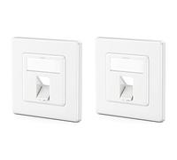 deleyCON 2x Caja de Conexiones LAN de 1 Puerto Conector de Datos Enrasado para Módulos Keystone Inclinados 45° para Módulos Keystone con p.e. Conector RJ45 Coaxial RJ-11 Entrada Cinch Toslink PS2