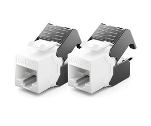 deleyCON 2x CAT6a Jack Keystone Módulo RJ45 - Conector RJ45 para Plástico LSA Montaje a Presión Cable Crudo CAT 500Mhz 10GBit/s