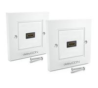 deleyCON 2x HDMI Toma Caja Pared 1x Puerto Montaje Empotrado - EARC, High Speed, 4K/8K FULL HD Soporte - para TV, PS5, Soundbar, Dolby, HiFi - 80x80mm - Blanco