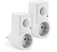 deleyCON 2X Infrarrojos Detector de Movimiento para Tomas de Interior Control de Luz 120° Área de Trabajo Alcance de 9m Sensibilidad Ajustable Blanco