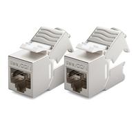 deleyCON 2x Mini Keystone CAT 6a Jack Módulo Versión Corta 30 mm (3cm) 10 Gbit/s Blindado STP Conector RJ45 Compatible con CAT7 CAT6 CAT6a Cable de Red Caja Panel de Conexión