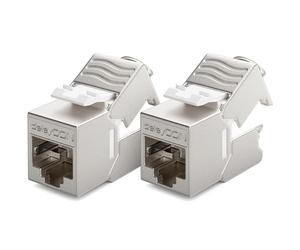 deleyCON 2x RJ45 Módulo Keystone Sin Herramientas (10 Gbit/s, 500 MHz) LSA, Totalmente Apantallado STP, Toma LAN/Ethernet para Cable CAT8 CAT7 CAT6 CAT5, Caja de Pared y Patch Panel