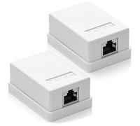deleyCON 2x Toma de Red CAT 6a - 1x Puerto RJ45, FTP Blindada, Montaje en Superficie, 10 Gbit - Caja de Red Ethernet LAN RAL 9003 - Blanco