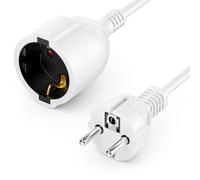 deleyCON 3,0m Cable Alargador Eléctrico con Enchufe Tipo f (CEE 7/4) a Toma Tipo f (CEE 7/3), Protección contra Contactos, para TV, PC, Proyector - Blanco