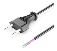 deleyCON 3,0m Cable de Alimentación Euro con Extremo Abierto - Cable Eléctrico de Repuesto para Conexión - Enchufe Plano Tipo C - para Luminarias Lámparas - Negro