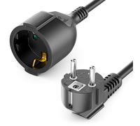 deleyCON 3,0m Cable de Extensión con Enchufe Tipo F (CEE 7/4) Acodado a 90° a Enchufe (CEE 7/3) - Cable de Alimentación para TV, PC, Ordenador, Proyector - Negro
