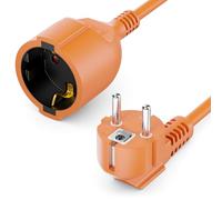 deleyCON 3,0m Cable de Extensión con Enchufe Tipo F (CEE 7/4) Acodado a 90° a Enchufe (CEE 7/3) - Cable de Alimentación para TV, PC, Ordenador, Proyector - Naranja