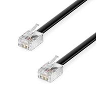 deleyCON 3,0m Cable Telefónico RJ11 - Cable Modular 6P4C Western para Enchufe de Teléfono, Fax, Módem, Rúter, DSL, VDSL, ISDN e Internet - Negro