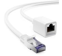 deleyCON 3,0m Extensión CAT7 para Ethernet LAN - Cable de Red con Conector RJ45 en Zócalo RJ45 S/FTP Cobre PiMF 600MHz - Blanco