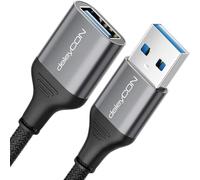 deleyCON 3,0m USB 3.0 Cable de Extensión 5Gbps (Clavija A a Toma A) Clavija de Aluminio + Cable de Nylon Cable de Datos para Teclado, Lector de Tarjetas, Impresora, Escáner, Cámara, etc.