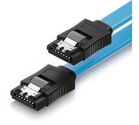 deleyCON 30cm Cable SATA III S-ATA 3 Datos - Cable Conexión HDD SSD Cable Conector Clip Metálico 6 GBit/s - 2 Conector Recto Tipo L - Azul