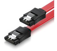 deleyCON 30cm Cable SATA III S-ATA 3 Datos - Cable Conexión HDD SSD Cable Conector Clip Metálico 6 GBit/s - 2 Conector Recto Tipo L - Rojo