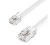 deleyCON 30m Cable Teléfono RJ11 a RJ45 Modular 99% Cobre AWG 28 Plano Conector RJ11 a Conector RJ45 Red Toma Teléfono Módem Router FAX ISDN DSL VDSL Internet Blanco