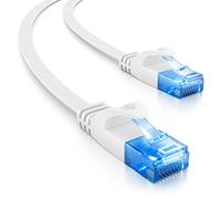 deleyCON 30m CAT6 Cable de Red Plano 1000 Mbit Gigabit LAN - Cat 6 RJ45 Ethernet Patch Cable Instalación Plano - para Internet Switch Router Modem Patchpanel - Blanco