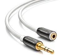 deleyCON 3m Cable de Extensión de Audio Estéreo - Jack de 3,5mm para Enchufe de 3,5mm - Cable AUX Enchufe de Metal - Blanco