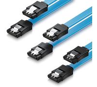 deleyCON 3x 50cm Cable SATA III en Set S-ATA 3 Datos - Cable Conexión HDD SSD Conector Clip Metálico 6 GBit/s - 2 Conector Recto Tipo L - Azul