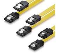 deleyCON 3x 50cm Cable SATA III en Set S-ATA 3 Datos - Cable Conexión HDD SSD Conector Clip Metálico 6 GBit/s - 2 Conector Recto Tipo L - Amarillo