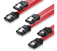 deleyCON 3x 50cm Cable SATA III en Set S-ATA 3 Datos - Cable Conexión HDD SSD Conector Clip Metálico 6 GBit/s - 2 Conector Recto Tipo L - Rojo
