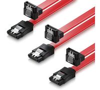 deleyCON 3x 50cm Cable SATA III S-ATA 3 Datos para SSD HDD Disco 6 GBit/s Cable Conexión Conector - 1x Recto 1x 90° Conector Tipo L - Rojo