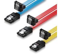 deleyCON 3x 50cm Cable SATA III S-ATA 3 Datos para SSD HDD Disco 6 GBit/s Cable Conexión Conector - 1x Recto 1x 90° Conector Tipo L - Amarillo/Rojo/Azul