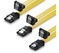 deleyCON 3x 50cm Cable SATA III S-ATA 3 Datos para SSD HDD Disco 6 GBit/s Cable Conexión Conector - 1x Recto 1x 90° Conector Tipo L - Amarillo