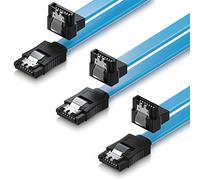 deleyCON 3x 50cm Cable SATA III S-ATA 3 Datos para SSD HDD Disco 6 GBit/s Cable Conexión Conector - 1x Recto 1x 90° Conector Tipo L - Azul