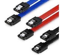 deleyCON 3x 50cm SATA 3 Nylon Cable Set Cable de Datos Cable de Conexión 6 Gbit/s Placa Base HDD SSD Disco Duro 2 Conector S-ATA Recto Negro Azul Rojo