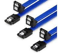 deleyCON 3x 50cm SATA 3 Nylon Cable Set Cable de Datos Cable de Conexión 6 Gbit/s Placa Base HDD SSD Disco Duro 1 Conector S-ATA en Ángulo de 90° Azul