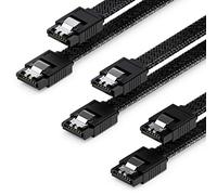 deleyCON 3x 50cm SATA 3 Nylon Cable Set Cable de Datos Cable de Conexión 6 Gbit/s Placa Base HDD SSD Disco Duro 2 Conector S-ATA Recto Negro