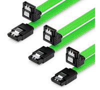deleyCON 3x 50cm SATA 3 Nylon Cable Set Cable de Datos Cable de Conexión 6 Gbit/s Placa Base HDD SSD Disco Duro 1 Conector S-ATA en Ángulo de 90° Verde