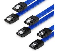 deleyCON 3x 50cm SATA 3 Nylon Cable Set Cable de Datos Cable de Conexión 6 Gbit/s Placa Base HDD SSD Disco Duro 2 Conector S-ATA Recto Azul