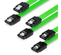deleyCON 3x 50cm SATA 3 Nylon Cable Set Cable de Datos Cable de Conexión 6 Gbit/s Placa Base HDD SSD Disco Duro 2 Conector S-ATA Recto Verde