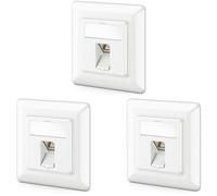 deleyCON 3x Toma de Red CAT6a Empotrada con RJ45 Keystone - 10 Gbps, STP Blindada, Caja de Datos para Cables Patch, Cables de Red, Cableado Ethernet, Gigabit LAN, Blanco