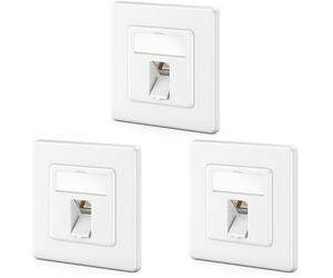 deleyCON 3x Toma de Red CAT8 Empotrada con RJ45 Keystone - 40 Gbps, STP Blindada, Caja de Datos para Cables Patch, Cables de Red, Cableado Ethernet, Gigabit LAN, Blanco