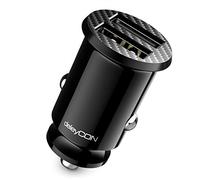 deleyCON 4,8A Encendedor Cargador USB - Carga Rápida de 4800mA 2-Puertos USB - Mini Cargador de Coche Compatible con iPhone 17 16/15/14/13, iPad Pro/Air 2/Mini, S25/S24 y Más