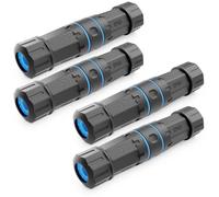 deleyCON 4 Piezas Acoplamiento de Red CAT 6 STP Exterior LAN DSL - Conector IP68 Impermeable a Prueba de Polvo - Alargador Ethernet para Instalación Exterior - Negro