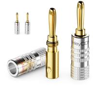 deleyCON 4 Piezas Conectores Tipo Banana en Conjunto - Chapado en Oro Atornillable para Cable de Altavoz 0,75 mm - 4,5 mm & p.ej. HiFi Receptor - Plateado