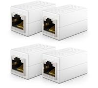 deleyCON 4 Piezas RJ45 Acoplamiento (1000 Mbit) Gigabit Cable LAN Cable de Extensión Ethernet Adaptador Conector Compatible con Cat8, Cat7, Cat6, Cat5 Patch Cable DSL PoE 2X RJ45 Socket - Blanco