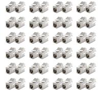 deleyCON 48x RJ45 Módulo Keystone Sin Herramientas (10 Gbit/s, 500 MHz) LSA, Totalmente Apantallado STP, Toma LAN/Ethernet para Cable CAT8 CAT7 CAT6 CAT5, Caja de Pared y Patch Panel