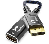 deleyCON 4K Adaptador DisplayPort a HDMI (Para Monitor/TV/Proyector HDMI) - 4K@60Hz - Conector Macho a Hembra - Compatible con Ordenadores DP, PC y Tarjetas Gráficas - Negro