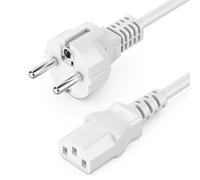 deleyCON 4m Cable Alimentación Corriente Energía Conector Tipo F (CEE 7/7) a Acoplador C13 Hembra PC Ordenador Monitor Impresora Proyector - Blanco