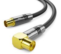 deleyCON 4m Cable Antena TV 4K - 4K Ultra-HD Full HD HDTV - 1x Acodado - Cable Coaxial - Conector IEC (Recto) a Toma IEC (90° Grados) - Conector Metálico - Negro