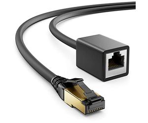 deleyCON 4m CAT8.1 Extensión Patch Red 40 GBit/s 2000 MHz S/FTP Cobre PiMF 1x RJ45 Conector 1x RJ45 Hembra para Ethernet LAN Gaming Streaming - Negro