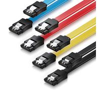 deleyCON 4x 0,5m Cable S-ATA 3 SATA III HDD SSD Cable de Datos 6 GBit/s - 2x Recto - Amarillo Rojo Azul Negro