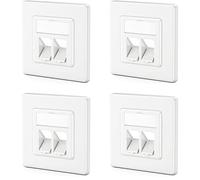 deleyCON 4x Caja de Conexiones LAN de 2 Puerto Conector de Datos Enrasado para Módulos Keystone Inclinados 45° para Módulos Keystone con p.e. Conector RJ45 Coaxial RJ-11 Entrada Cinch Toslink PS2