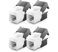 deleyCON 4x CAT6a Jack Keystone Módulo RJ45 - Conector RJ45 para Plástico LSA Montaje a Presión Cable Crudo CAT 500Mhz 10GBit/s