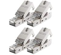 deleyCON 4x Conector de Red CAT 6a RJ45 con Conexión LSA para Cables Rígidos de Instalación - Blindado - Conector de Cable de Red LAN 10 Gbit/S CAT6a con Carcasa Metálica