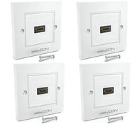 deleyCON 4x HDMI Toma Caja Pared 1x Puerto Montaje Empotrado - EARC, High Speed, 4K/8K FULL HD Soporte - para TV, PS5, Soundbar, Dolby, HiFi - 80x80mm - Blanco