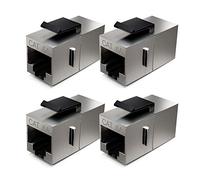 deleyCON 4x Módulo Keystone Cat6a Acoplador para Patch Cable 10 Gbit/s - Conector Blindado, 2x RJ45 Hembra - para Patch Panel/Soporte Keystone - Ampliación