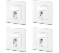 deleyCON 4x Toma de Red CAT7 1 Puerto - 10 Gigabit - Toma Empotrada Ethernet LAN/de Datos Blindada + 4x Conector Keystone CAT 7 RJ45 para Cable de Red DSL/Patch/Instalación - Blanco